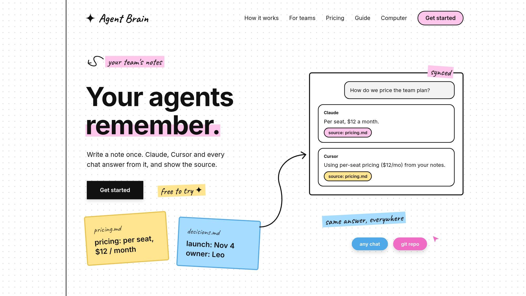 Agent Brain live homepage