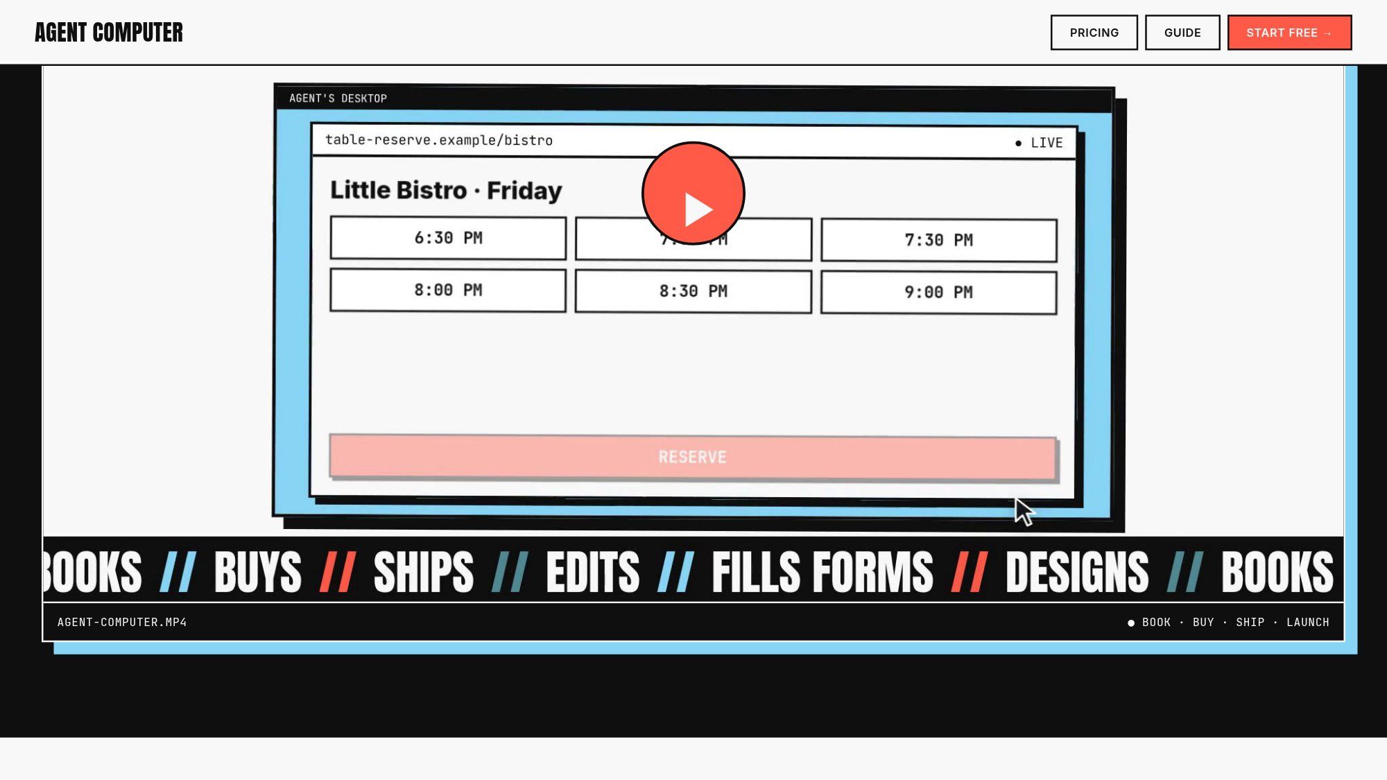 From the demo: a table booking at Little Bistro on the agent’s own desktop.