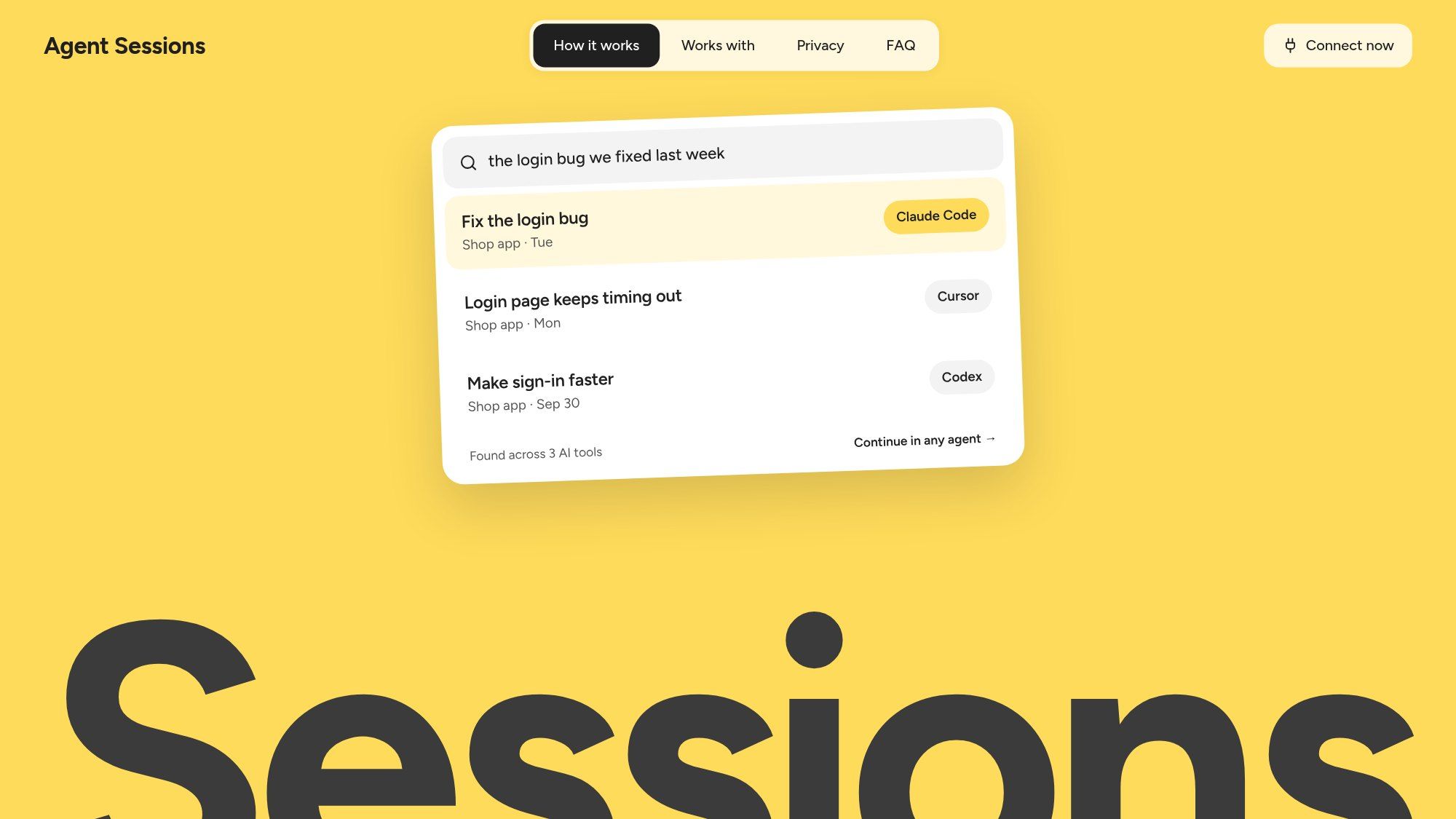 Agent Sessions live homepage