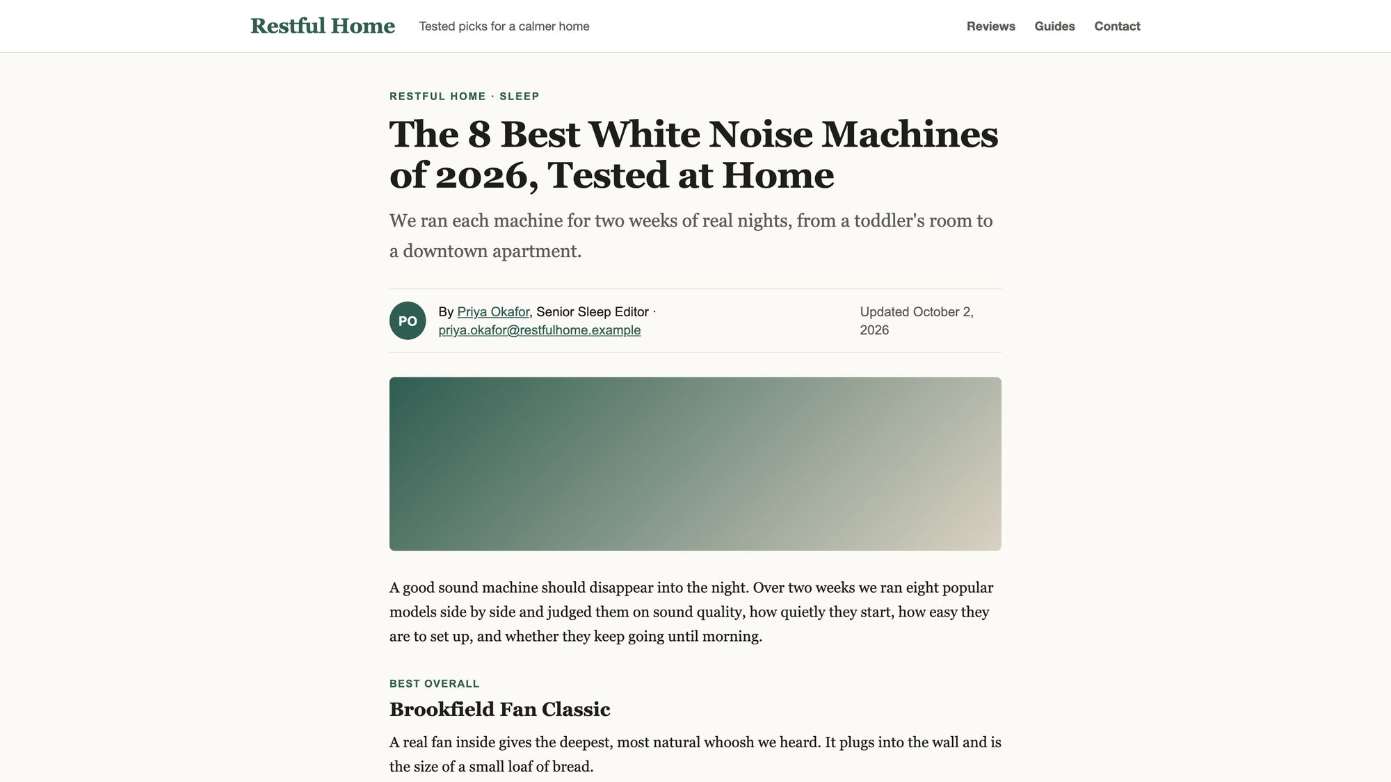 A local sample page, marked as a fictional outlet. The draft cites pages like this. It is not open-web search.