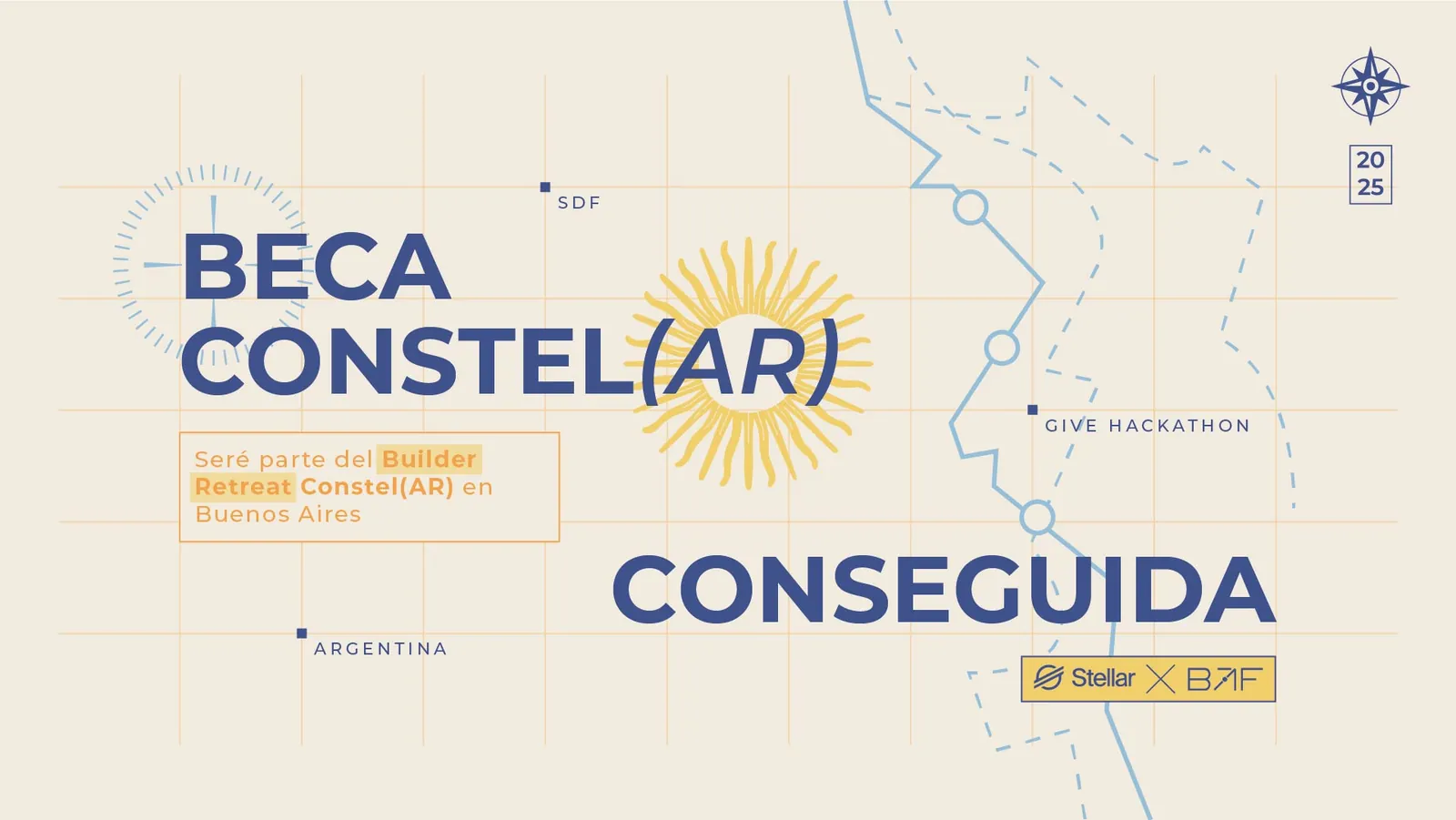 Beca Constel(AR) conseguida card from Stellar and BAF